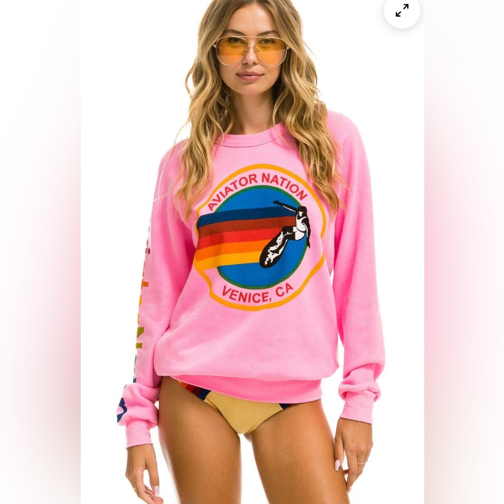 AVIATOR NATION SWEATSHIRT - NEON PINK